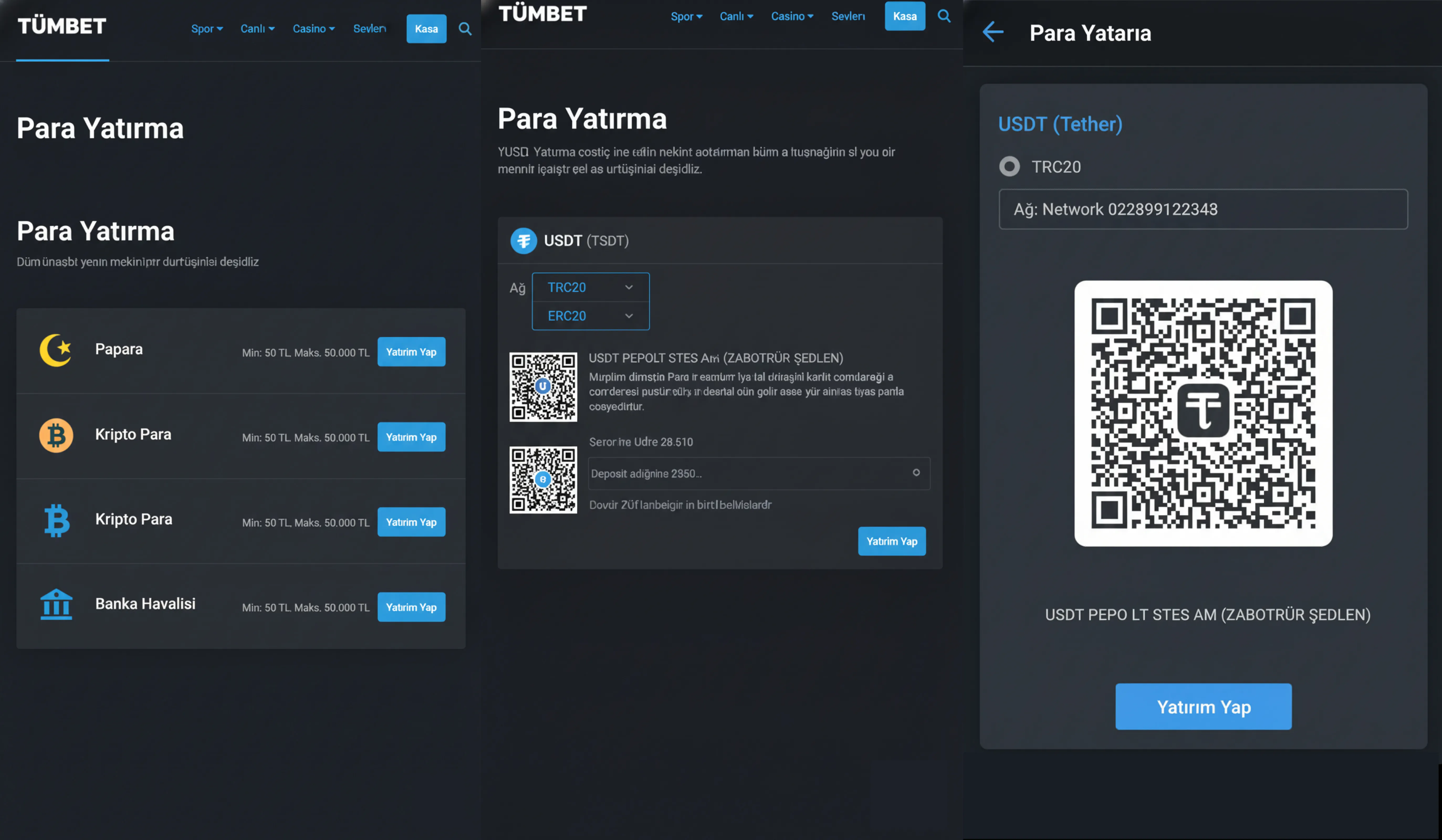 Tümbet Kripto Yatırma Adımları