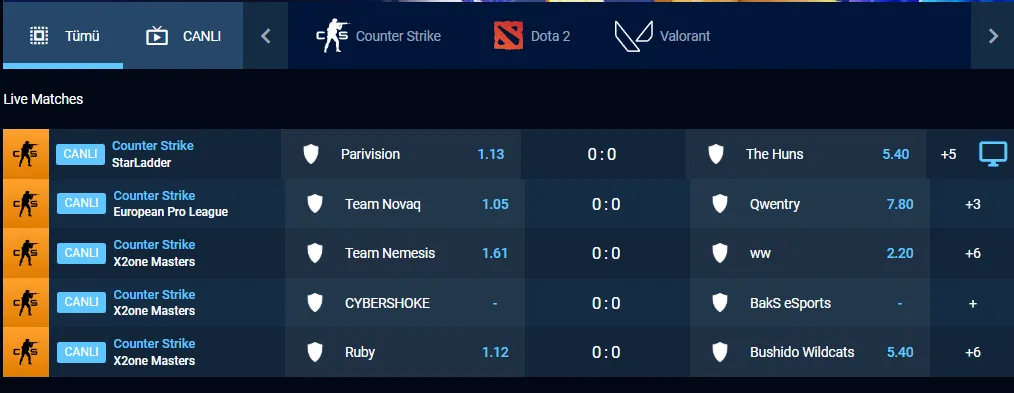 Tümbet Canlı Bahis ve TV Arayüzü
