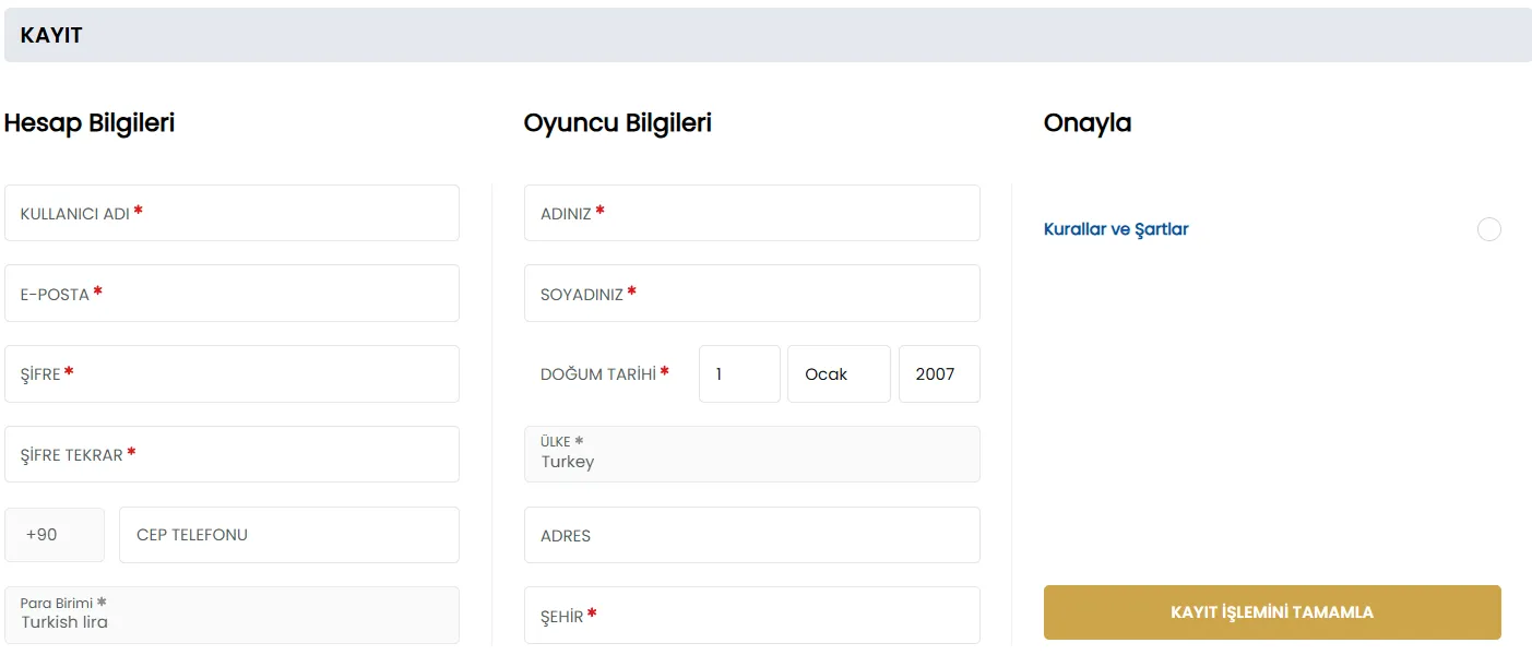 Tümbet Kayıt Formu