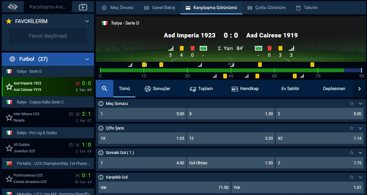 Tümbet Canlı Bahis Arayüzü Ekran Görüntüsü
